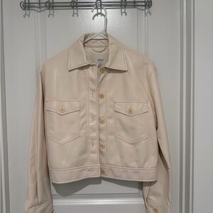 Aritzia Cream Leather Jacket